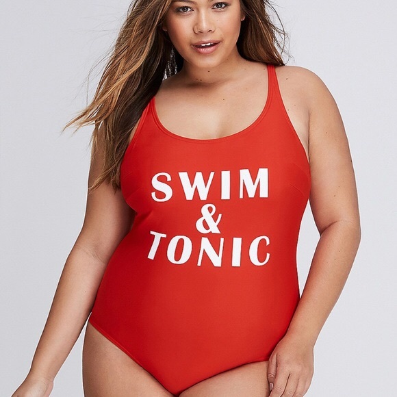 NWT Lane Bryant “Swim & Tonic” Red One Piece Suit